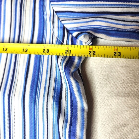 Men's Thomas Dean Flip Cuff Shirt Button Down Sz. M  Blue White - Picture 5 of 6